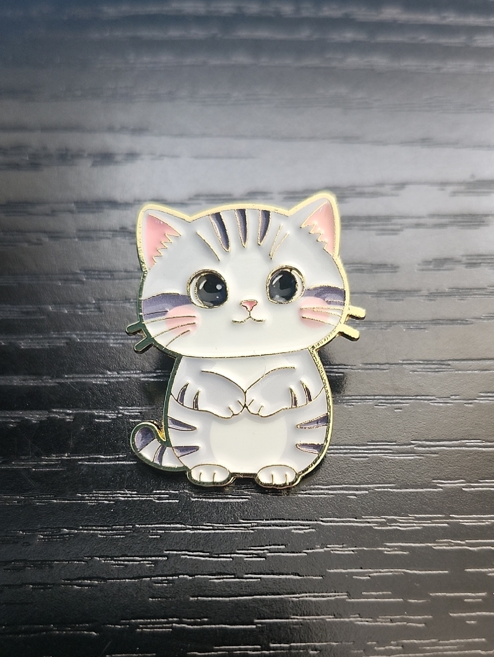 Cute White & Pink Cat Enamel Brooch - Charming Women's Jewelry